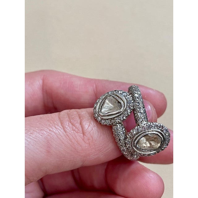 Mughal Magnificenct Traditional Kundan Polki Rose Cut Diamond Ring Gold & 925 For Sale - Image 14 of 18