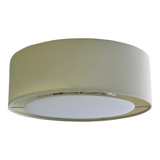 Crate & Barrel White Linen Drum Flush Mount Ceiling Light For Sale