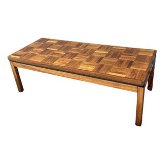 Vintage Mid-Century Modern Parquet Coffee Table in Walnut, Oak and Teak | 1960s–1970s For Sale