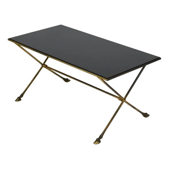 Coffee Table with Hoof-Shaped Legs attributed to Maison Jansen For Sale