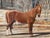 Rustic Mid Century Oil Painting of a Chestnut Horse in a Idyllic Winter Landscape For Sale - Image 3 of 6