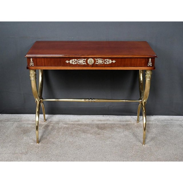Wood Empire Style Mahogany Veneer Console Table, Early 20th Century For Sale - Image 7 of 18