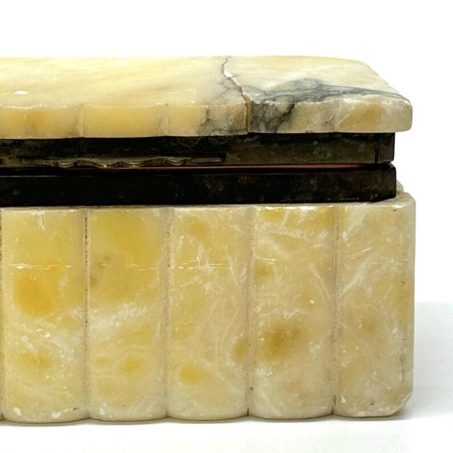 Mid-Century Alabaster Stone and Brass Trinket Box For Sale - Image 4 of 8