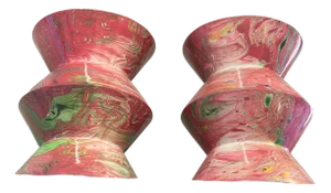 Made Goods “Raine” Lacquered Resin Stool / Accent Table – Pink Swirl (Pair)