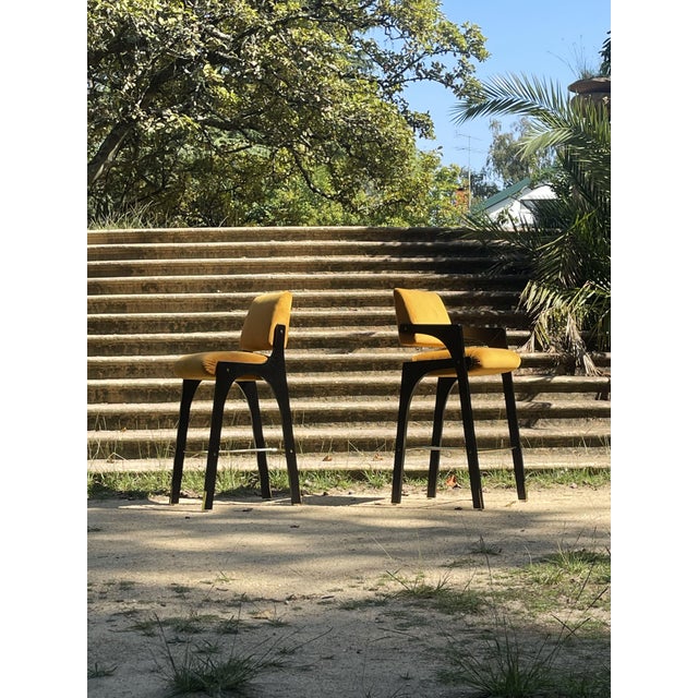 Arches Bar Stool in Mustard Velvet and Black Lacquered from Insidherland For Sale - Image 10 of 15