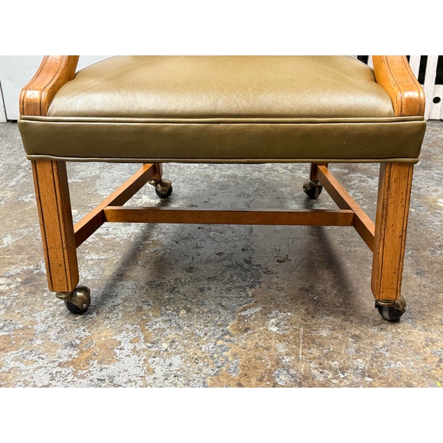 Ethan Allen Clarke Leather Office Chair For Sale - Image 9 of 12