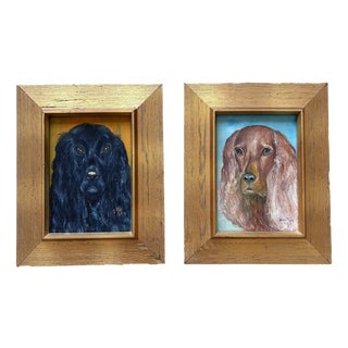 Dog Portraits, Oil Paintings, Set of 2 For Sale