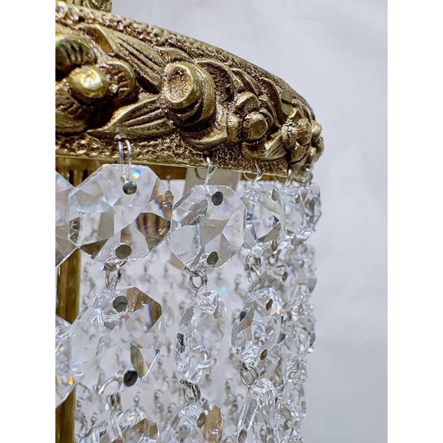 1950s Portuguese Bronze Basket Chandelier For Sale In New York - Image 6 of 7