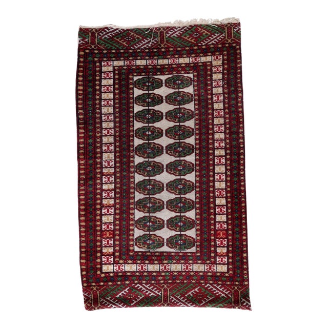 1960s, Handmade Vintage Uzbek Bukhara Rug 2.5' X 4.2' For Sale