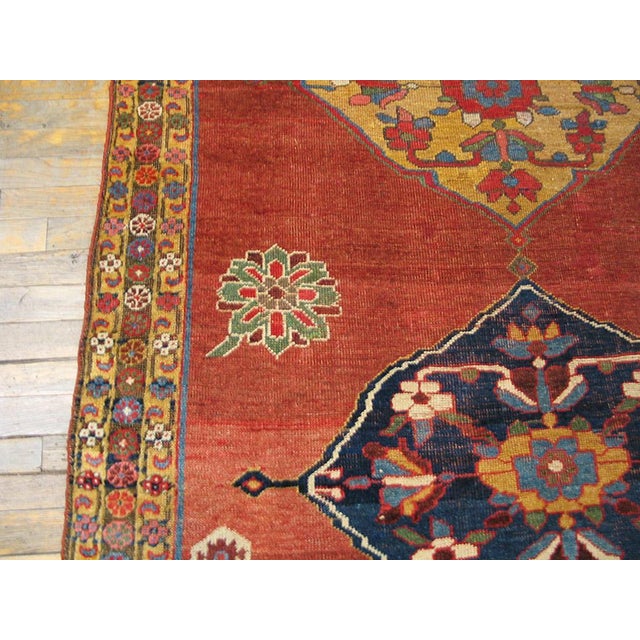 1880s Red Rust Medallion Rustic Antique W. Persian Bijar Rug 4' 6" X 10' Handknotted Wool Carpet For Sale - Image 4 of 4