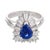 Contemporary Mid Century 1.50 Carat Sapphire Diamond Platinum Ballerina Ring, Size 6 For Sale - Image 3 of 5