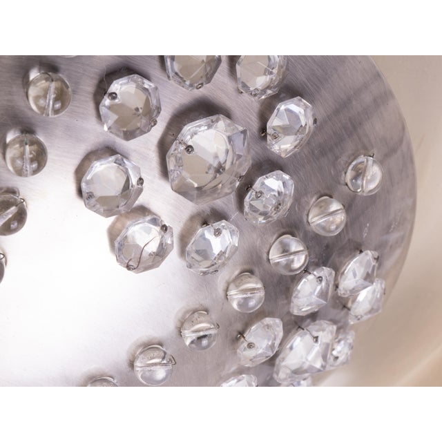 1940s Large French Art Deco Crystal Sunburst Flush Mount Chandelier, 1940s For Sale - Image 5 of 11