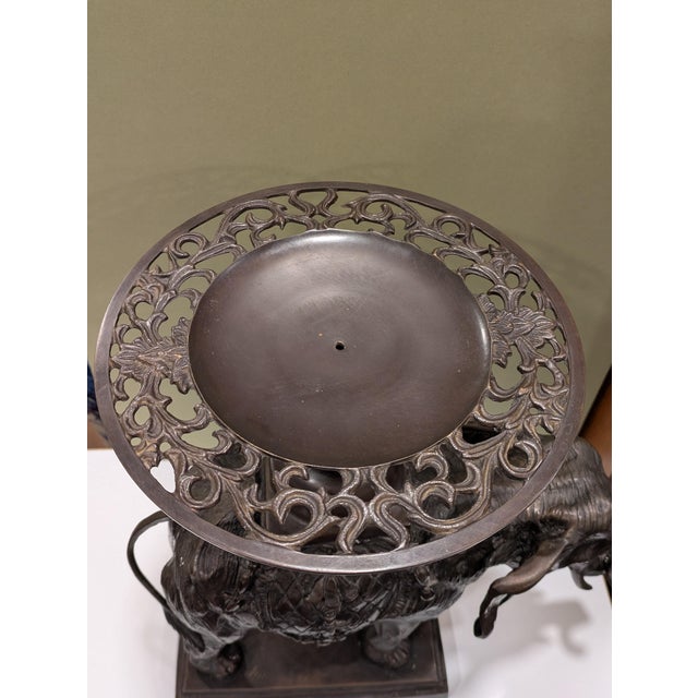 Metal Large Maitland Smith Bronze Elephant Center Piece For Sale - Image 7 of 15