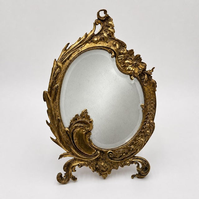 19th Century Napoleon III Gilt Bronze Vanity Mirror For Sale - Image 11 of 11