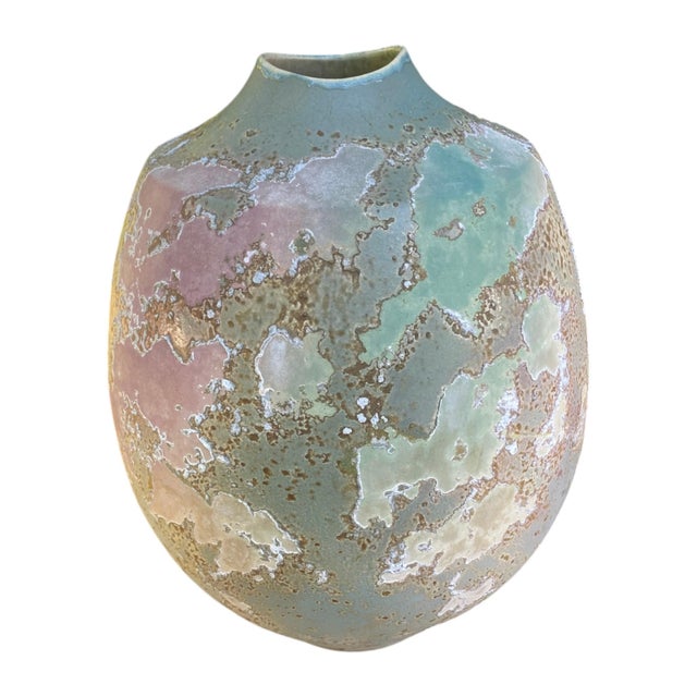 Large Tony Evans Raku Vase "Ancient Sands" California Studio Pottery For Sale - Image 11 of 15