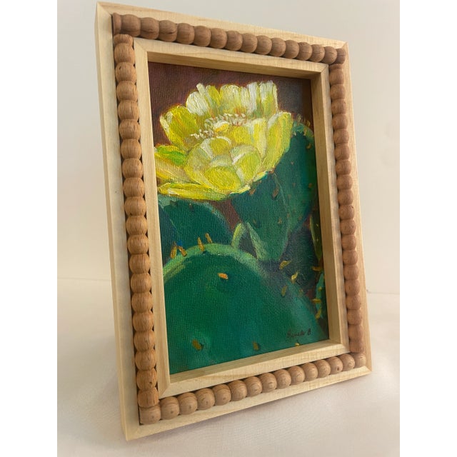 Blooming Cactus With Yellow Flowers – Framed Desert Painting by Pamela Baumann For Sale - Image 10 of 12