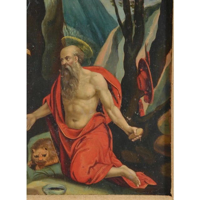 Traditional 17th/18th Century Flemish Old Master Oil Painting of Saint Jerome, Framed For Sale - Image 3 of 8