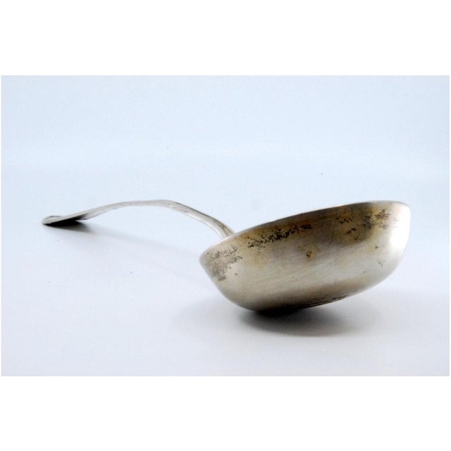 Metal Silver Soup Ladle with Grooves For Sale - Image 7 of 10