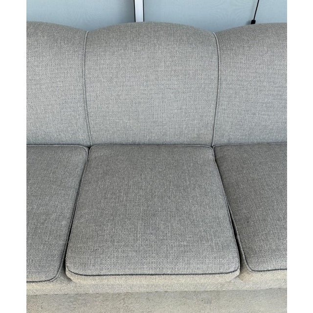 Gray Arhaus Upholstered Gray-Blue Three-Seat Sofa With Rolled Arms For Sale - Image 8 of 16