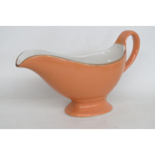Mid-Century Modern 1960s Shenango China Anchor Hocking Orange Color Ceramic Gravy Boat For Sale - Image 3 of 16