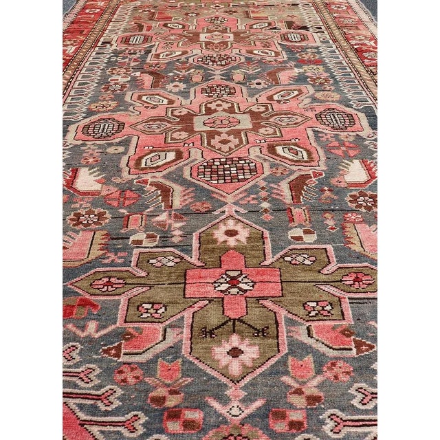 Antique Caucasian Karabagh Gallery Runner With Large Medallions Of Pink And Red. Keivan Woven Arts / rug R20-0907, country...