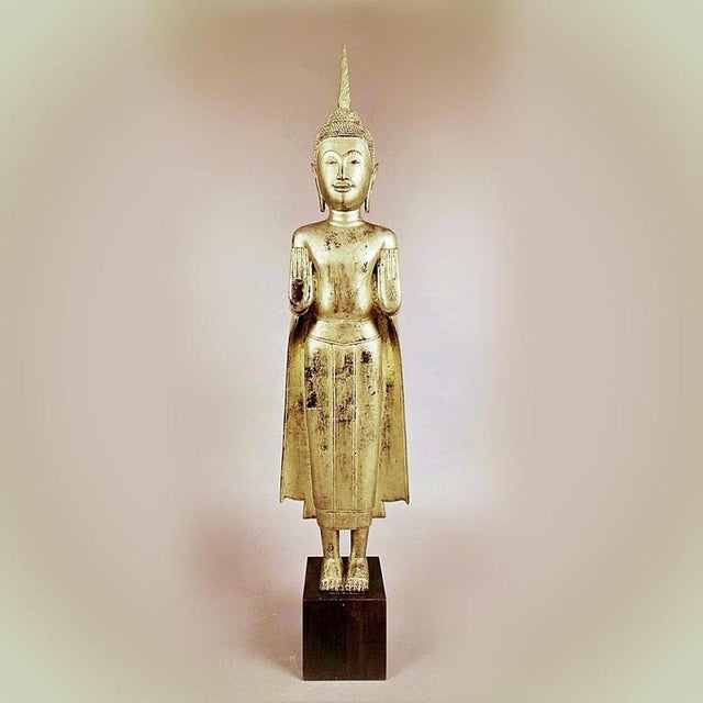Large 18th Century Gilded Wooden Buddha, Siam For Sale - Image 5 of 5