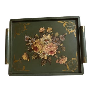 Vintage Hand Painted Tray For Sale
