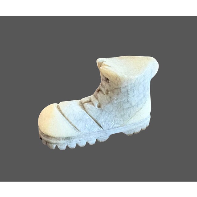 Alabaster Miniature Hand Carved Marble/Alabster Man’s Work Boot, 1.25” H For Sale - Image 8 of 8