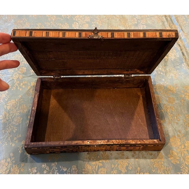 Early 20th Century Middle Eastern Moorish Mosaic Micro Marquetry Inlay Jewelry Box For Sale - Image 18 of 18