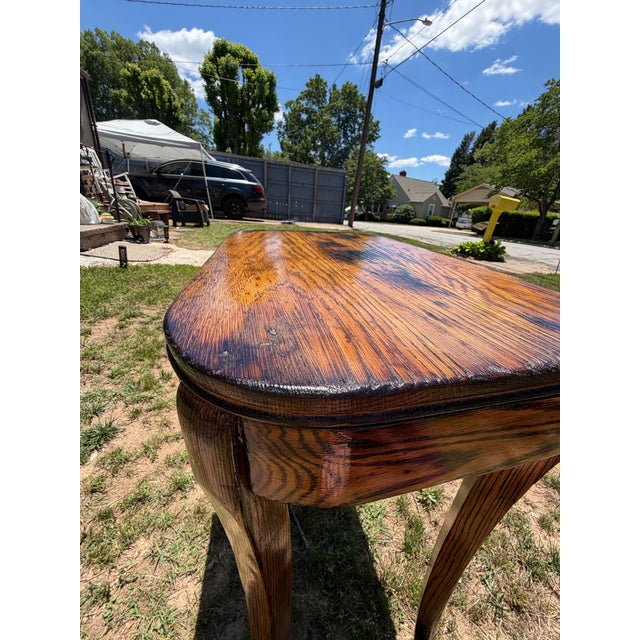 1920s Solid Oak Shou Sugi Ban Accent Table For Sale - Image 9 of 12