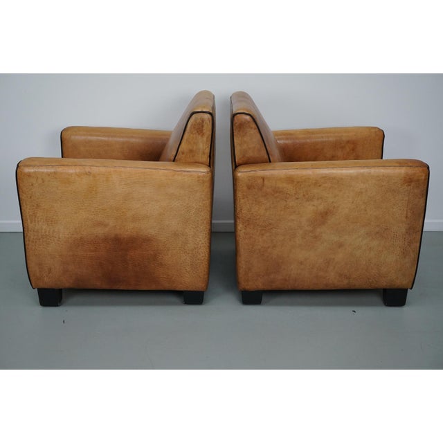 Vintage Dutch Cognac Leather Club Chairs, 1970s, Set of 2 For Sale - Image 4 of 18
