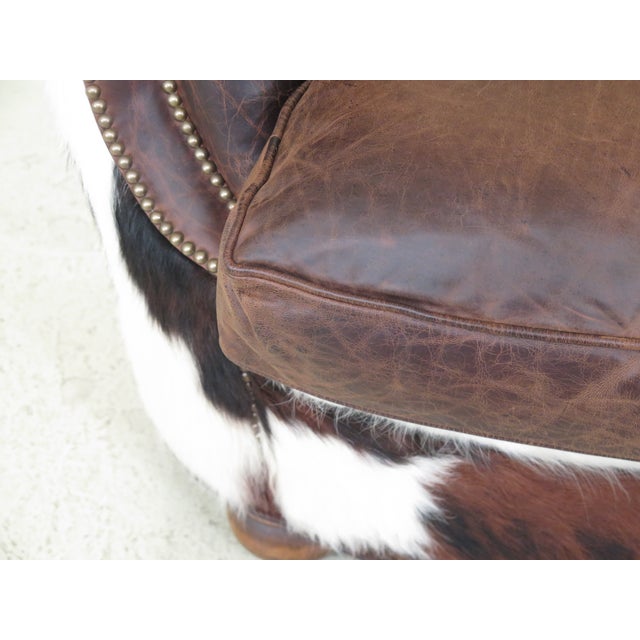 1990s Vintage King Ranch Saddle Leather & Hide Tufted Sofa Chairish
