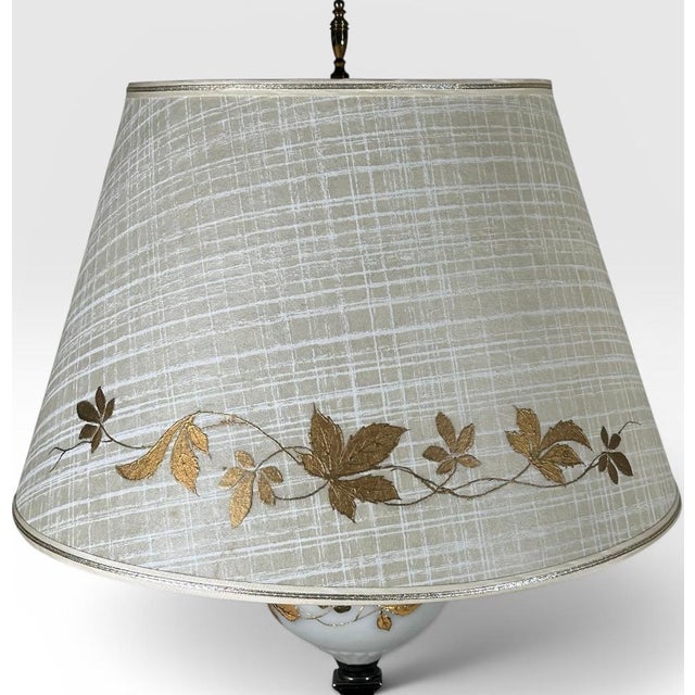Metal Mid 20th Century Neoclassical Brass and Painted Milk Glass Grapevine Lamps - A Pair For Sale - Image 7 of 18