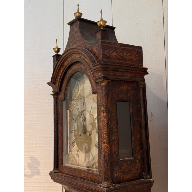18th Century English Chinoiserie Decorated Tall Case Clock For Sale - Image 9 of 16