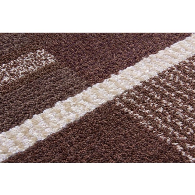 Rug & Kilim Rug & Kilim’s Scandinavian Style Rug With Brown and Cream Geometric Patterns For Sale - Image 4 of 5