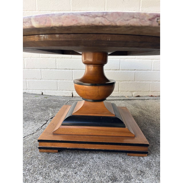Pink Vintage Hekman Mid-Century Modern Pink Marble Top Coffee Table For Sale - Image 8 of 10