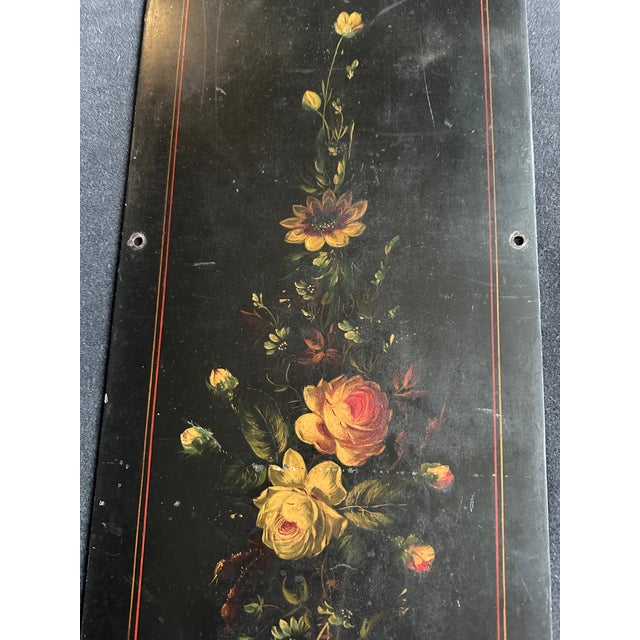 Late 19th Century Antique Architectural Salvage Still Life Roses and Flowers Hand-Painted on Metal Panels For Sale - Image 5 of 9
