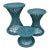 1970s Set of 3 Wicker Rattan Cane Woven Teal Blue Pedestal Stools For Sale