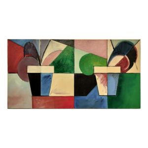 Mid Century Modern Cubist Still Life by Jacques Lamy "The 2 Flower Pots"
