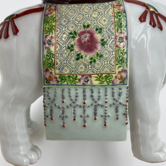 Early 20th Century Early 20th Century Chinese Famille Rose Porcelain Elephant Joss Stick Holder, Candleholder or Vase, Attributed Republic Period For Sale - Image 5 of 12