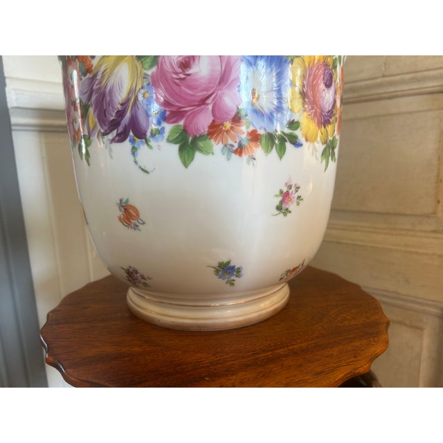 Ceramic Large 19th Century Porcelain Dresden Cache Pot For Sale - Image 7 of 13