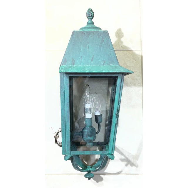 Vintage French Quarter Style Solid Brass Wall Lantern – Oversized For Sale - Image 17 of 17
