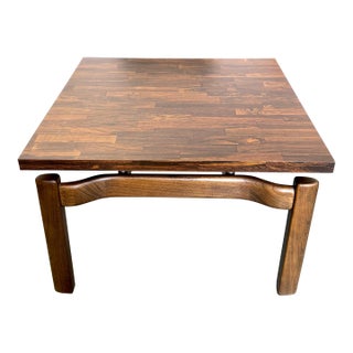 1970s Mid Century Modern Jens Risom Style Walnut and Laminate Floating Coffee/Side Table For Sale