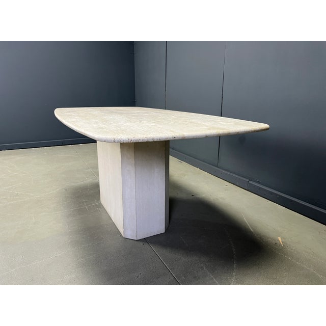 Beige Vintage Travertine Dining Table, 1970s For Sale - Image 8 of 14