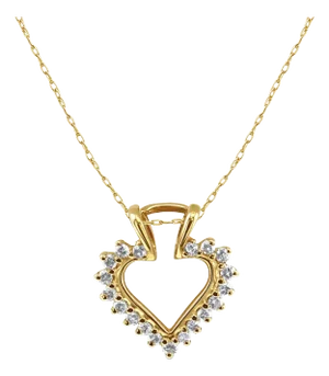 Heart Shaped Diamond cutout Necklace .25cttw 14k Yellow Gold 16"