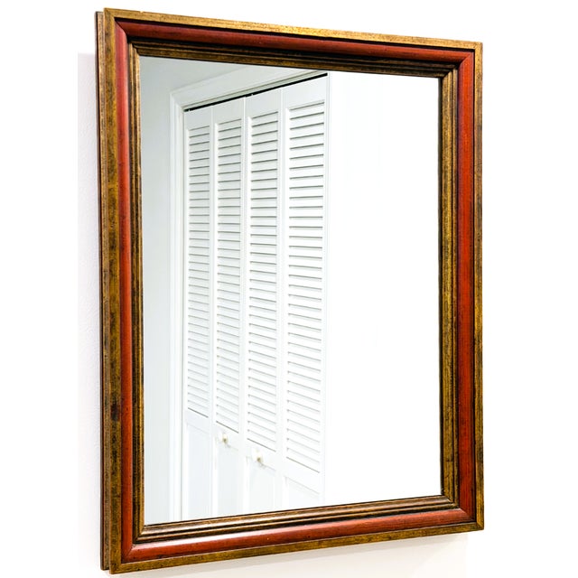 1950s Rustic Red and Gold Vintage Wall Mirror For Sale - Image 5 of 14