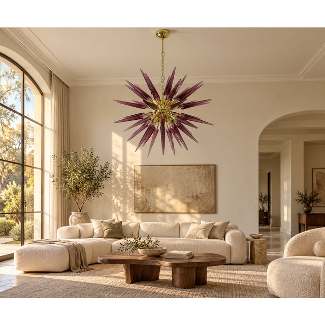 Sputnik Pendant Light with 51 Amethyst Murano Glass Tips from Justfurnituress SRL For Sale - Image 9 of 10