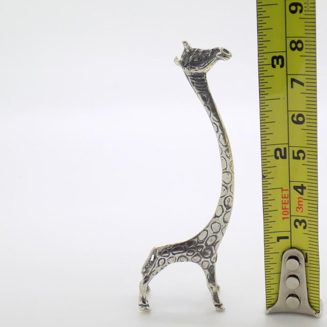 Vintage Italian Handmade Silver Stylized Giraffe with Long Neck, Tuscany, Italy, 1980s For Sale - Image 10 of 11