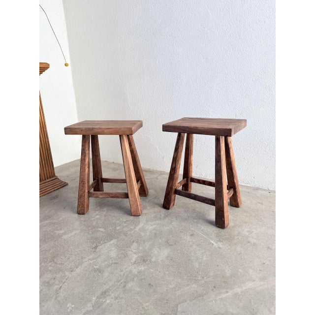 Vintage Oak Stools, 1960s, Set of 2 For Sale - Image 14 of 18
