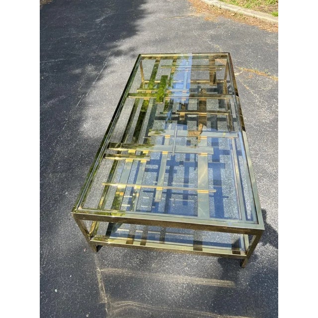 Rare Modernist Gold Metal Multi Strap & Bar Coffee Table by Romeo Rega For Sale - Image 11 of 13